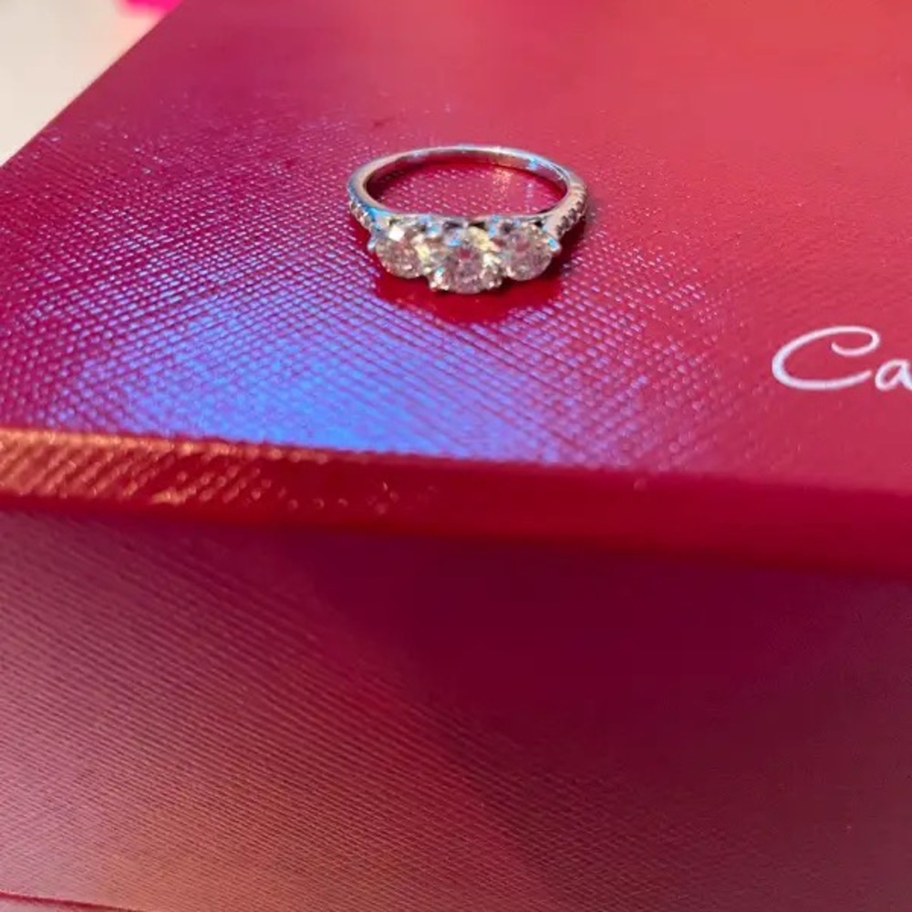 Beautiful 1.23 three stoned engagement ring